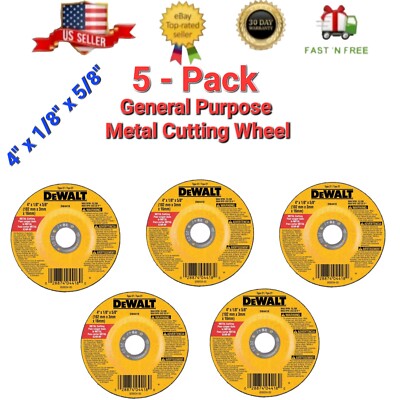 5x DEWALT 4 In. X 1/8 In. X 5/8 In. General Purpose Metal Cutting Wheel Lot Bulk