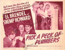 Pick a Peck of Plumbers (1944) - Lobby Card SET of FOUR - Shemp Howard 3 Stooges