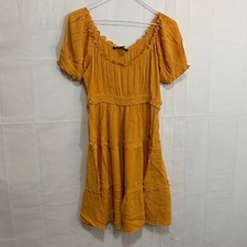 Forever 21 Womens NWT Tiered Ruffle Trim Mini Dress in Yellow