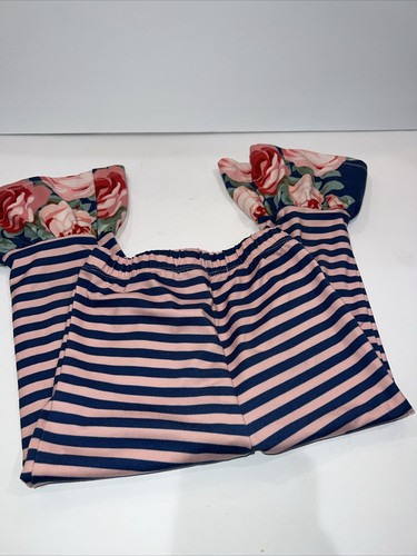 Millie Loves Lily Girls Size 4 Pink Blue Floral Pull On Ruffled Hem Pants - Picture 7 of 10