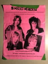 VAXXINES-Looking for a Singer Flyer 8.5x11 2000s punk rock jett quatro exene