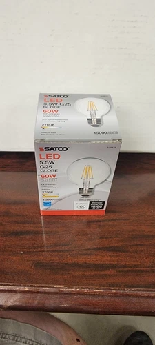 Satco S29878 LED Filament Globe Clear G25 5.5W 40W Medium E26 2700K Warm White - Picture 4 of 4