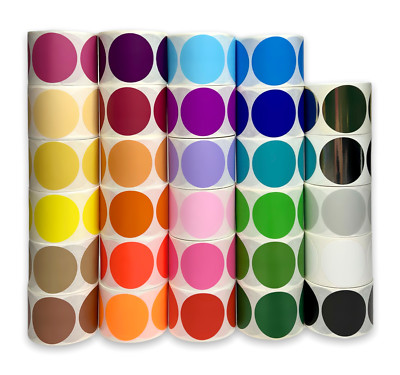 Blank 2'' Round Color Coding Labels Inventory Adhesive Dots 500/RL (Choose Color)