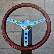 15 380mm Chrome Indy Steering Wheel Wood Grip With 6 Hole Forever Sharp Horn 15 380mm Chrome Indy Steering Wheel Wood Grip With 6 Hole Forever Sharp Horn