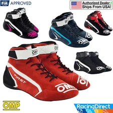 OMP - FIRST FIA-Rated Auto Racing Shoes | FIA 8856-2018 | Black Red Blue