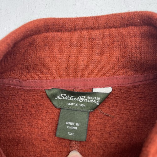 Eddie Bauer Orange Fleece Long Sleeve 1/2 Zip Pullover Sweater Mens Size XXL - Picture 3 of 7