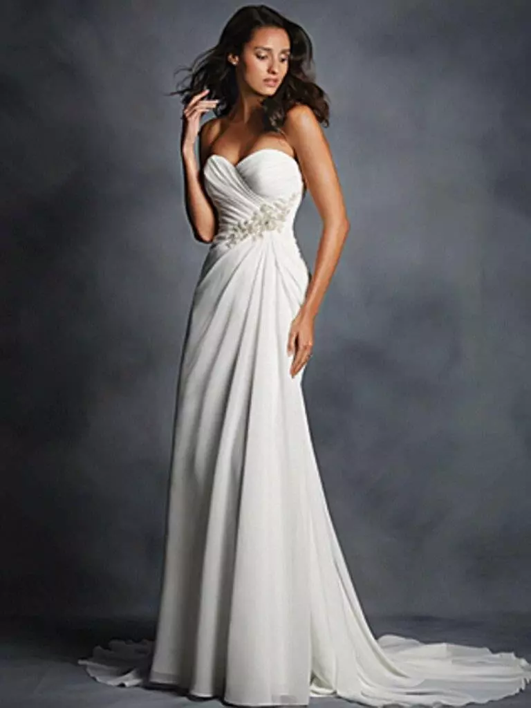 Beautiful Alfred Angelo #2514 Size 4 White/Silver Wedding Dress NWT Chiffon  | eBay