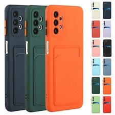 For Samsung Galaxy A13 A52 A72 A14 5G Silicone Card Slot Holder Back Case Cover
