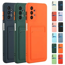For Samsung Galaxy A13 A52 A72 A14 5G Silicone Card Slot Holder Back Case Cover