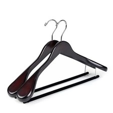 Luxury Wide Shoulder Wooden Hangers 2 Pack With Velvet Bar Smooth Mahogany Finis