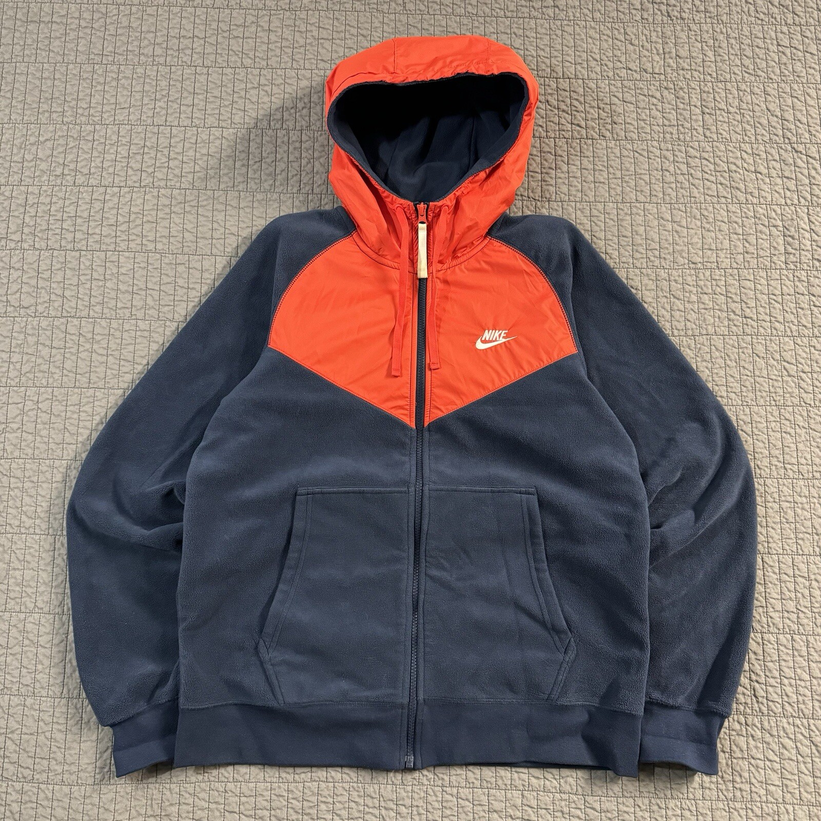SACAI X NIKE Nike Sportswear Felpa con Cappuccio Uomo Blu Medio Rosso Polare Pile Zip Giacca Windrunner