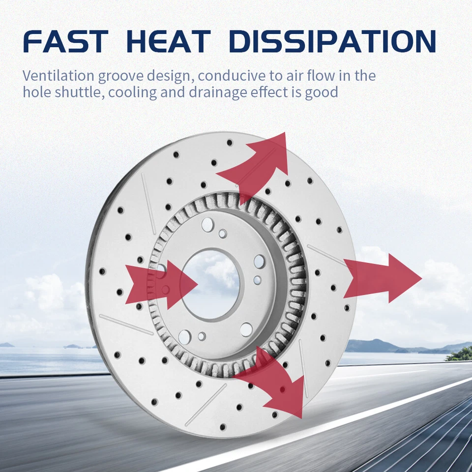 For Lexus NX300 NX200t NX300h Front Rear Drilled Disc Rotors Ceramic Brake Pads - Image 4 of 4