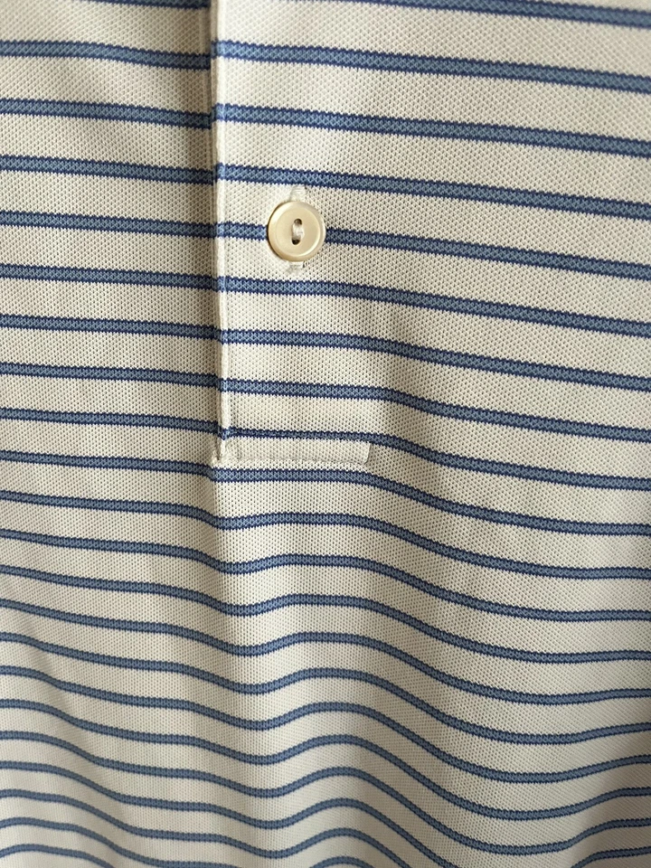 Camisa Polo Peter Millar Verano Comodidad Corona Golf Lt Azul Rayas Talla XL Usada Una Vez Foto 4 de 4