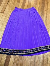 Vintage Chaus Womens Purple Pleated Retro Skirt Elasticized Waist Size 12