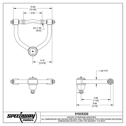 Speedway Tubular Upper Control Arms, Stock Width, Pair, Fits Mustang II - Picture 11 of 15
