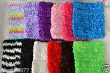 NEW Girls 8" Inch Kids fuzzy Crochet Headbands TUTU Top MANY COLORS YOU CHOOSE