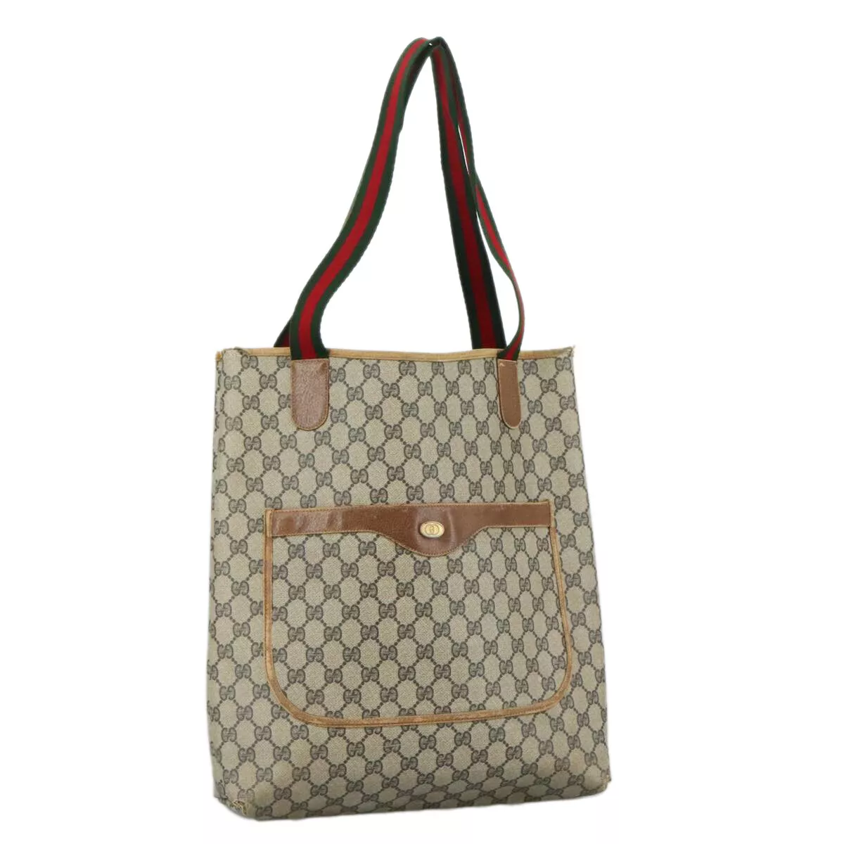 Sac fourre tout GUCCI GG Supreme Web Sherry Line PVC beige rouge 53 02 2140 authentique 107934