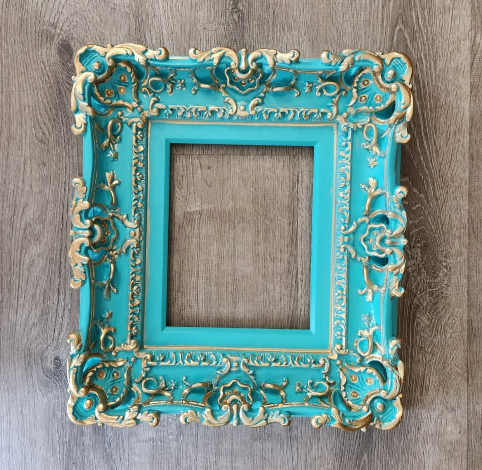 8.5x11 Turquoise Picture Frame, Baroque Style, Art Cottage Chic Fancy ...