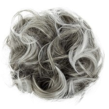 CAISHA Big Hairpiece Scrunchy Updo Bridal Hairstyle curly Messy Bun Gray Mix ...