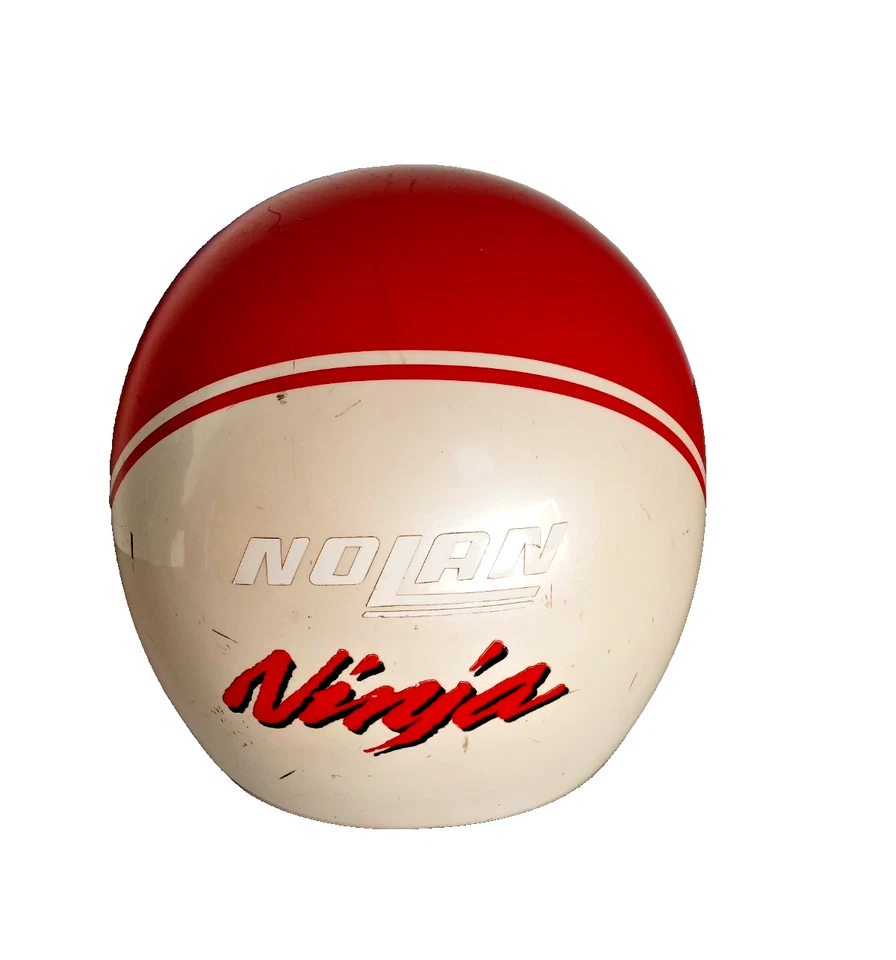 Original Vintage Nolan Ninja N42 Red & White Motorcycle Helmet made In Italy - Image 3 of 4