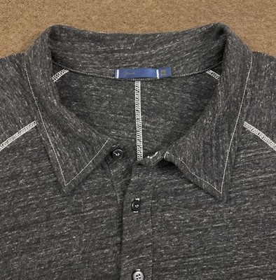 AGAVE DENIM Mens Gray Heather AgaveLux Butano Polo Shirt Large