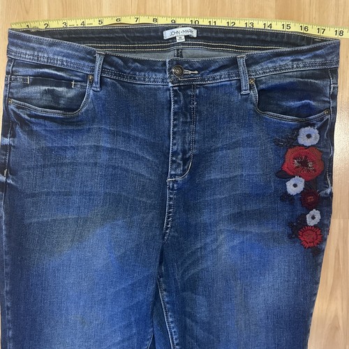 John Mark Embroidered Denim Pants Jeans Size 16 Raw Hem - Picture 14 of 20