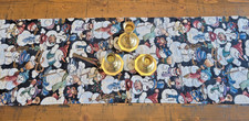 Vtg Tapestry Table Runner 75" x 12" Christmas Snowman