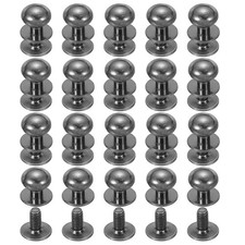 20Set 12mm Leather Rivets Ball Head Stud Screw Back Round Head Button Black