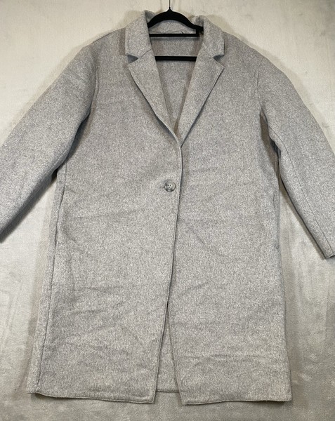 TARGET sz12 Grey Wool Blend Felted Knit Jacket Knee Length Structured Minimalist