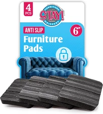 Stay! anti Slip Furniture Pads (Set of 4) - Square Furniture Stoppers to Prevent