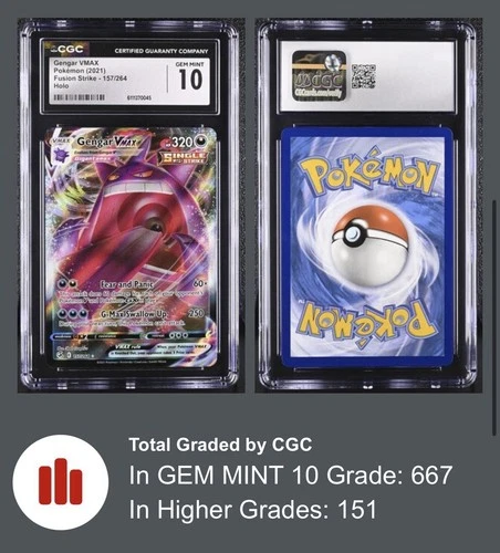 Gengar VMAX 157/264 Swsh08: Fusion Strike Holo Ultra Rare 2021 CGC 10 GEM MINT