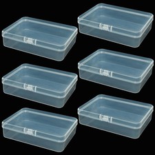 6 Pcs Mini Plastic Storage Containers with Lids, Clear Rectangle Box for Coll...