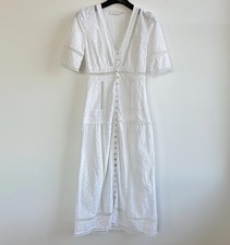Zimmermann Caravan Midi Dress Size 0/ AU 8/ US 4 White Broderie Lace Casual Day