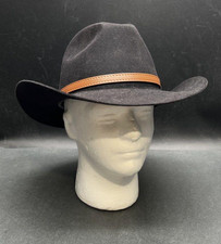 Akubra Boomerang 1030 Black Pure Fur Felt Cowboy Hat Australia Size 57 7 1/8