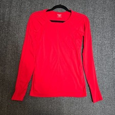 ATHLETA Red Foothill Seamless Long Sleeve Workout Top Size Small Gym Running