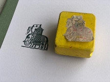 Vintage Elephant Rider, Intricate Fantasy Wood Mounted Stamp