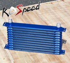 Universal 11 Row 10an Blue Aluminum Enginetransmis Sion Oil Cooler 13.5x7.5x2