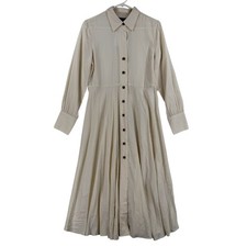 Banana Republic Shirt Dress Womens XS White Tencel Lyocell Button Front Midi