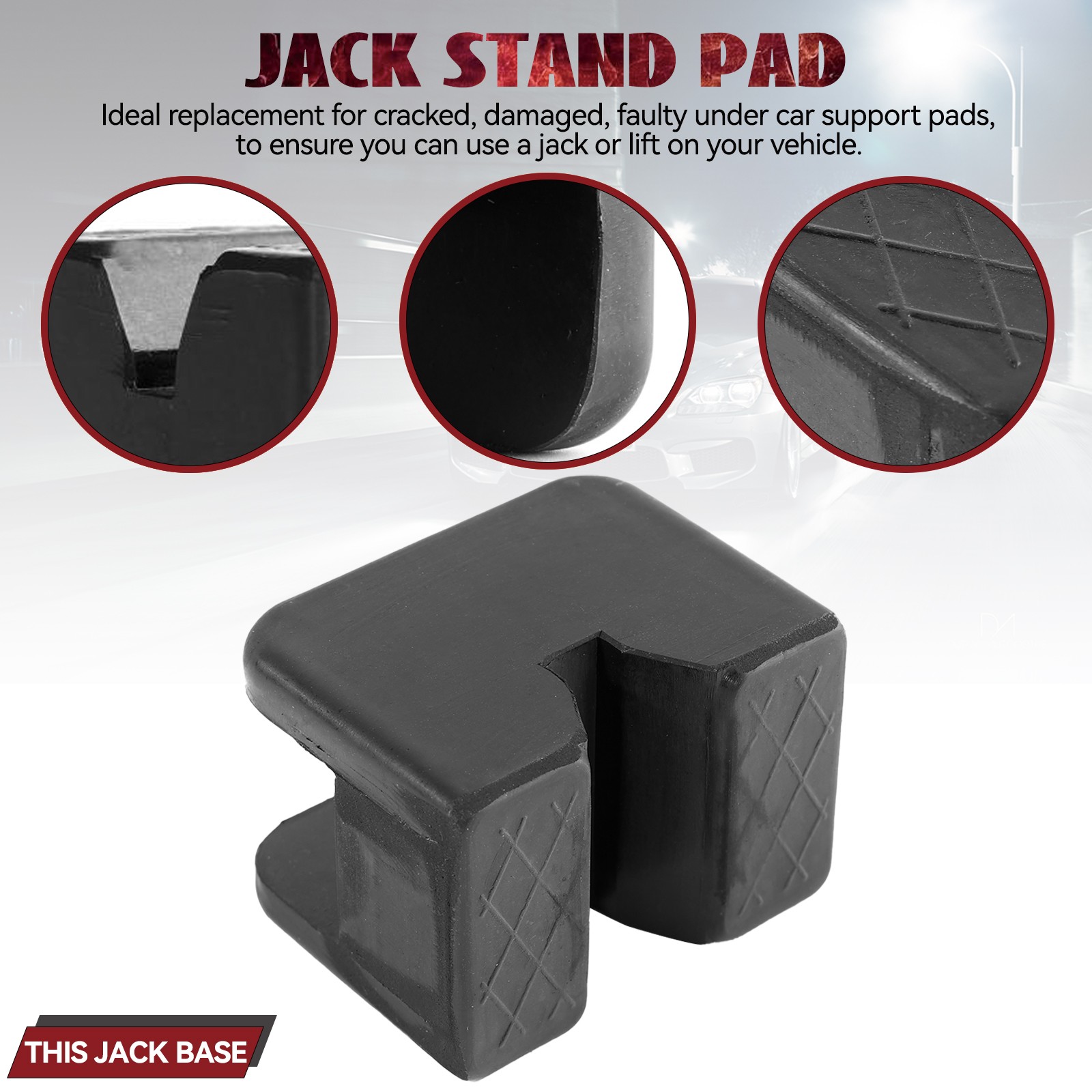 2X Axle Jack Pads Rubber Jacking Stand Pad Adapter Frame Rail Protector Slotted