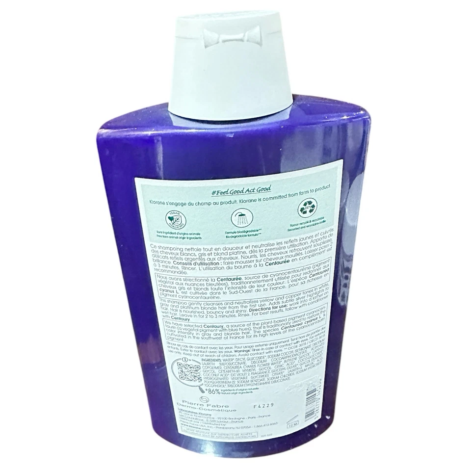 Champú Klorane con Centaury Champú Antiamarillo 400 ml Sellado Hecho en Francia Foto 2 de 2