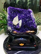 67.24LB Natural Amethyst Quartz Cluster Crystal Specimen Reiki Decor+Stand