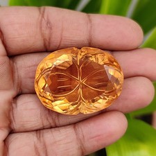 Natural 93.40 Ct With Certificate Brazilian Yellow Citrine Gemstone Curving Cut