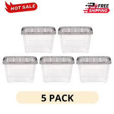 5 Pack IRIS 19 Qt Clear Plastic Storage Bins with Lids Latching