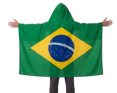 Brazil Hooded Flag Cape   Wearable National Team Flag with Hood   World Cup 2026