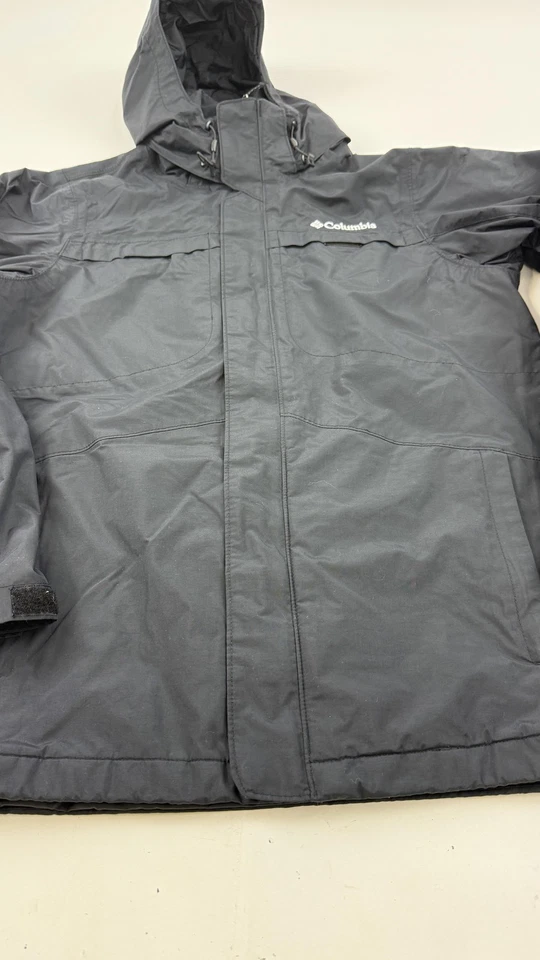 Columbia Jacket Mens Small Black Omni Tech Hooded Waterproof Interchange Coat - Image 2 of 4