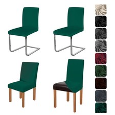 Elastische Stuhlhussen 4er Set Pfau Blau Stretch Hussen Sitzbezug