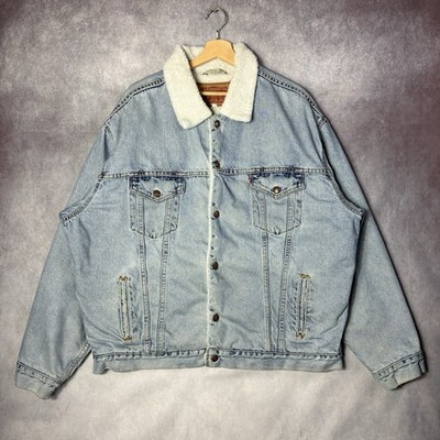 Levi's 70609 USA Vintage Sherpa Lined Denim Trucker Jacket Blue XL 80s