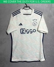 Ajax Amsterdam Jersey Away Football Shirt White Adidas Polyester Mens Size L