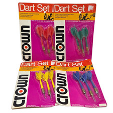 LOT OF 4 VINTAGE PACKS OF CROWN DART DARTS SET OF 3 NEW RED GREEN YELLOW BLUE