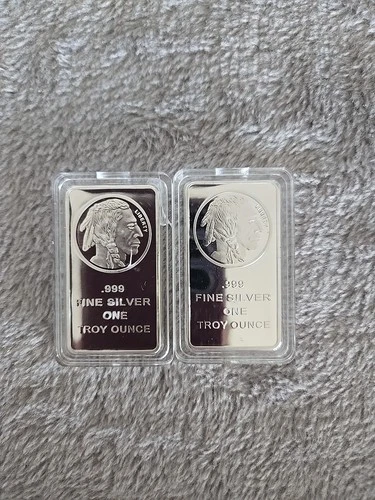 2 Sealed Liberty Indian Head Walking Buffalo 1oz .999 Fine Silver Bar In God We